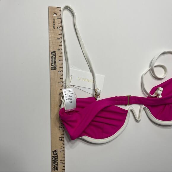 L*Space Nico Bikini Top Swim Pink White - Picture 4 of 14